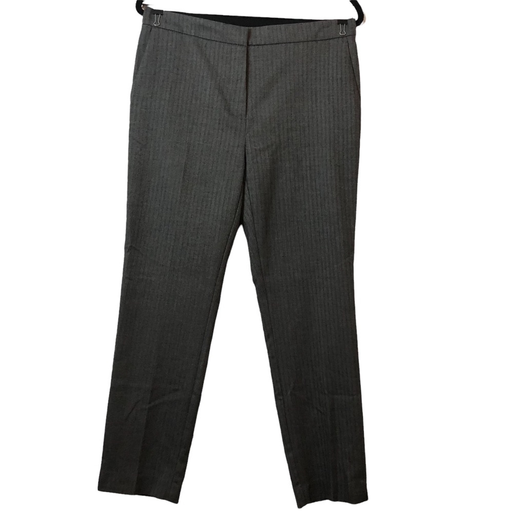 Zara Grey Stripe Trousers Skinny Fit Elastic Waistband